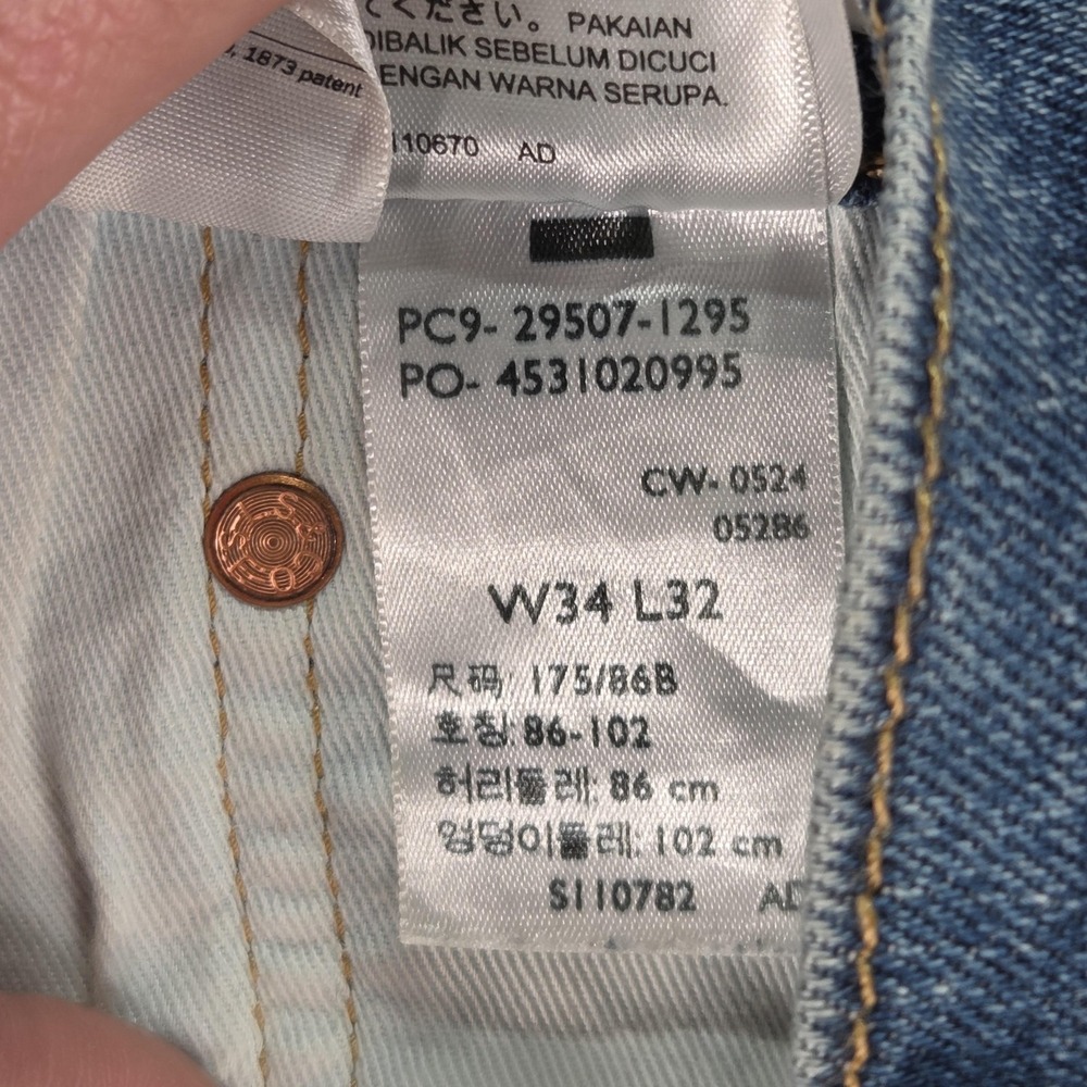 Levis 502 Jeans Mens Selvedge Blue Med Wash Regular Honeycomb Fits 34x31 - Picture 16 of 16